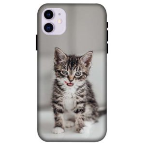 Lip Licking Kitten iPhone 11 Back Cover