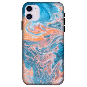 Liquid Teal & Orange Marble iPhone 11 Back Cover