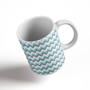 Blue & Gray Chevron Ceramic Mug