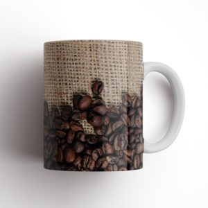 Coffee Beans on Burlap Ceramic Mug