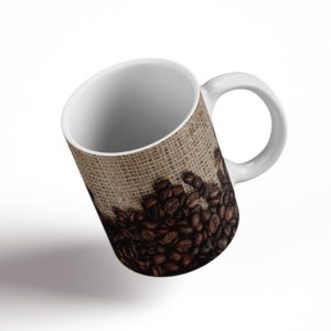 Coffee Beans on Burlap Ceramic Mug