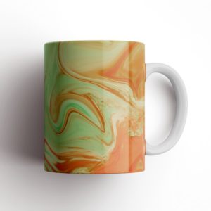 Green & Orange Marble Ceramic Mug