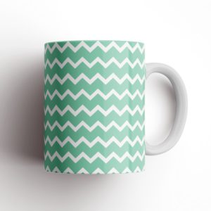 Green Chevron Ceramic Mug