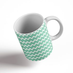 Green Chevron Ceramic Mug