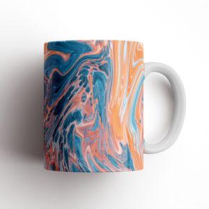 Liquid Teal & Orange Marble Ceramic Mug