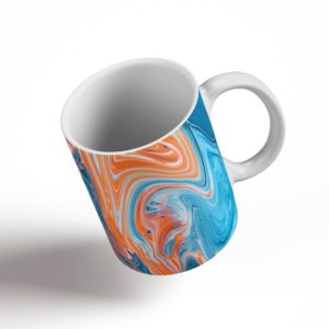 Liquid Teal & Orange Marble Ceramic Mug